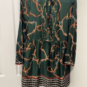 Zara Green Chain Print Equestrian Dress